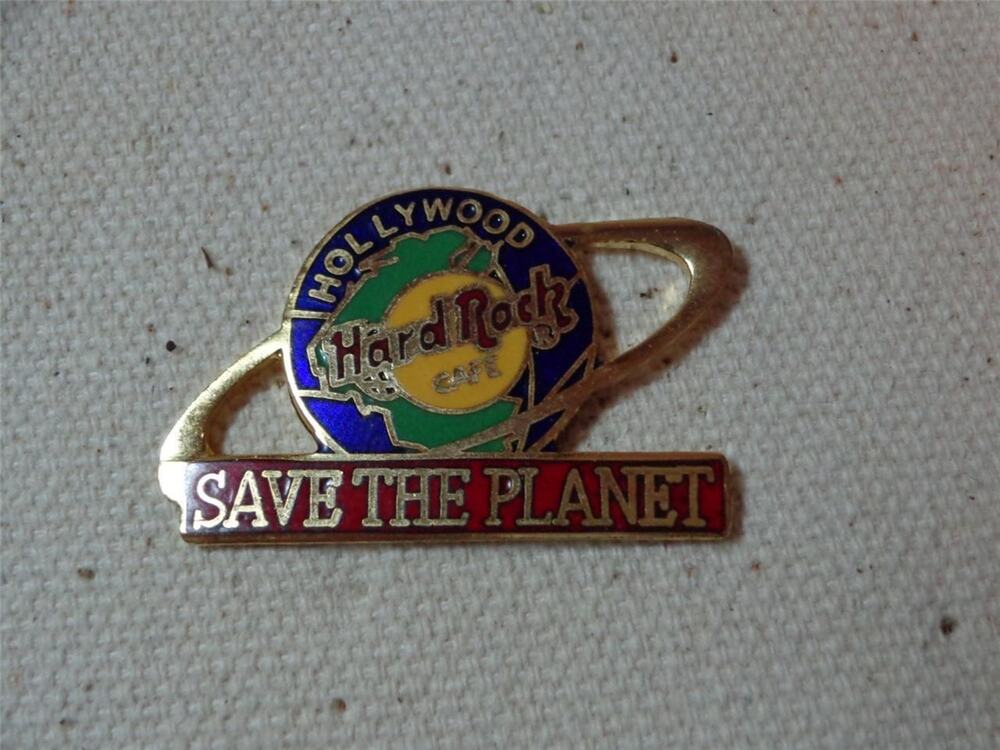 Hard Rock Cafe Pin Hollywood Save The Planet World Missing Back -061301